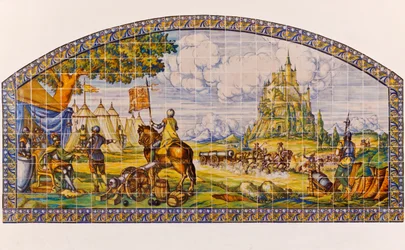 Segovia, Provinz Segovia, Spanien. Moderne Keramikfliesenmalerei von Segovia zur Zeit des Aufstands der Comuneros 1520-1521
